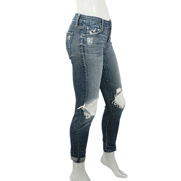 MOTHER Denim The Looker Distressed Skinny Jeans Blue Tarnished size 25 - Picture 4 of 11